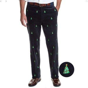 Castaway Navy Embroidered Corduroy Pant - Christmas (Xmas) Tree